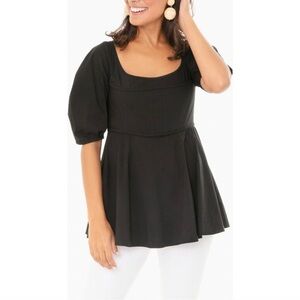 Tuckernuck Nealy Corset Top Puff Sleeve Peplum Blouse